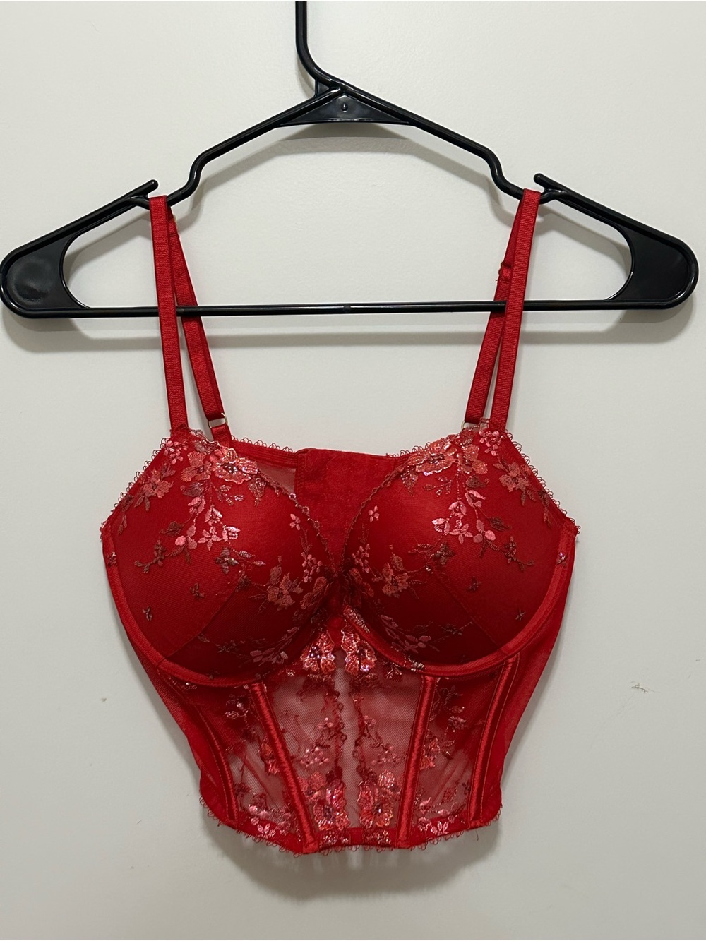 Victoria's Secret Red Floral Longline Bustier